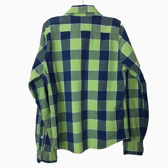 Hollister Mens Shirt regular Western Green Plaid Long Sleeve Size XL - Picture 2 of 5